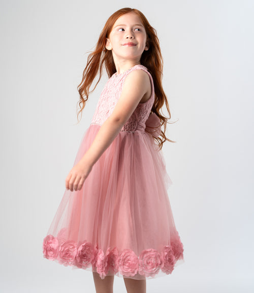 [NO PUBLICAR - GUARDADO] Vestido niña con flores 2 años / Palo Rosa