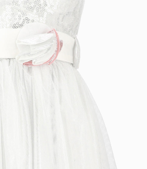 Vestido niña con tul 2 años / Blanco