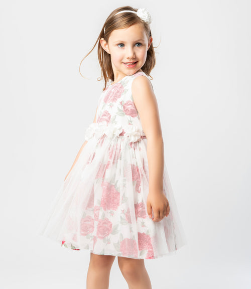 Vestido niña con flores 2 años / Rojo