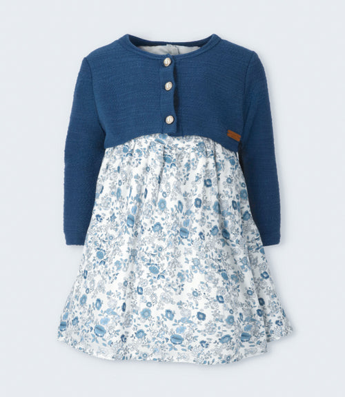 Vestido niña floreado 2 años / Azul Marino