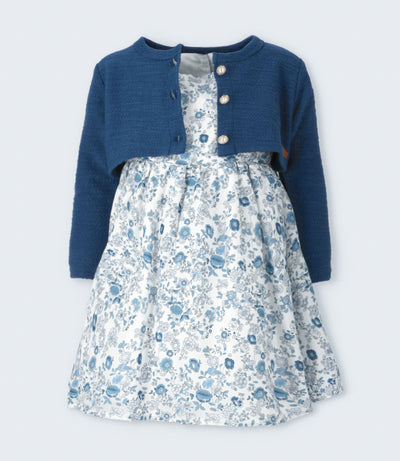 Vestido niña floreado 2 años / Azul Marino