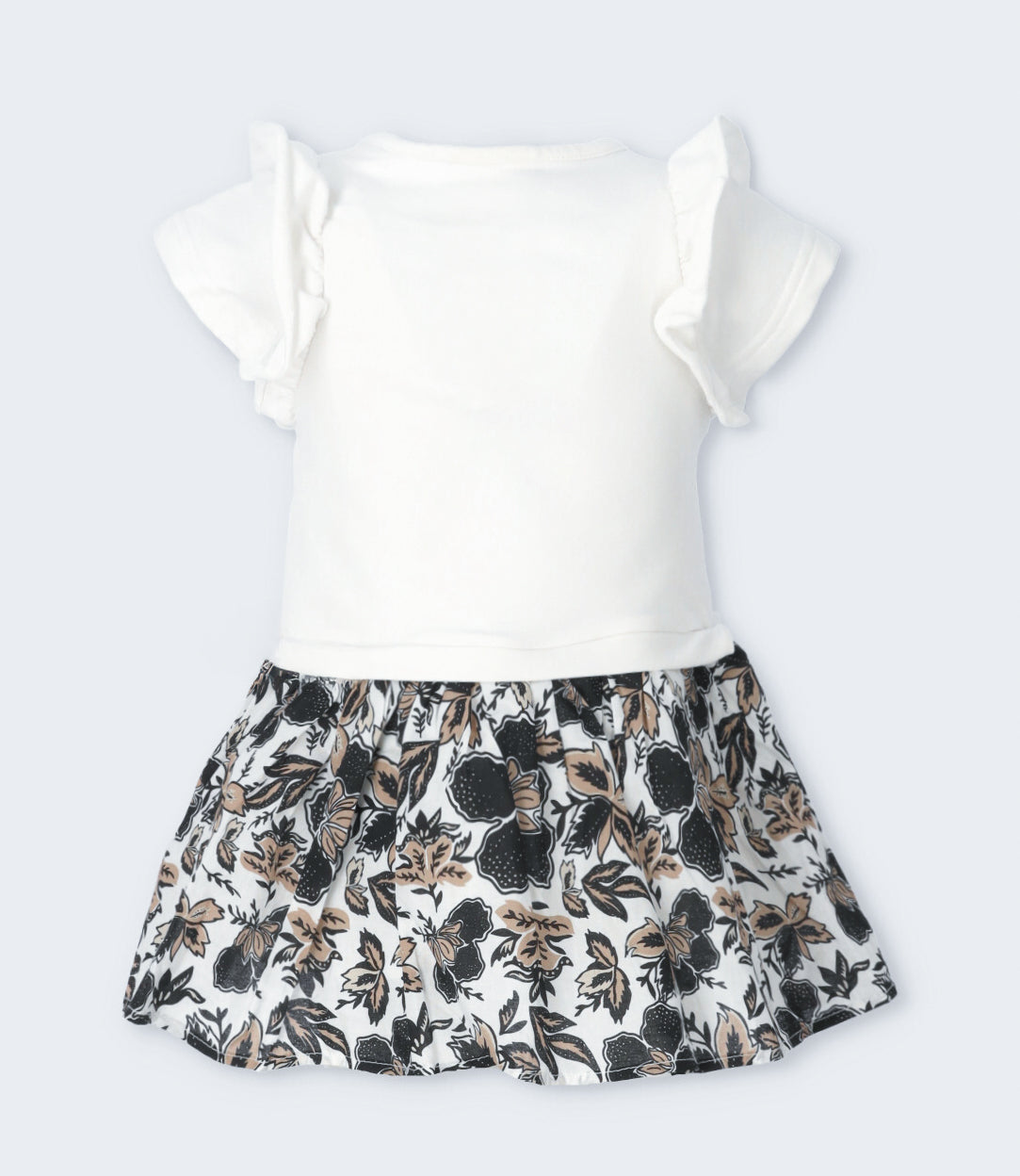 Vestido niña con flores y estampado 2 años / Blanco