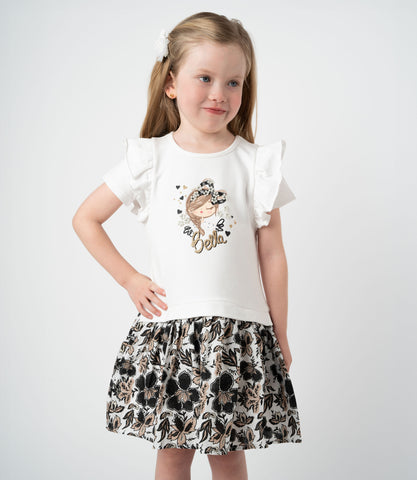 Vestido niña con flores y estampado