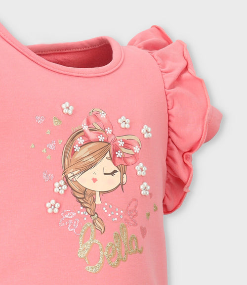 Vestido niña con flores y estampado 2 años / Coral