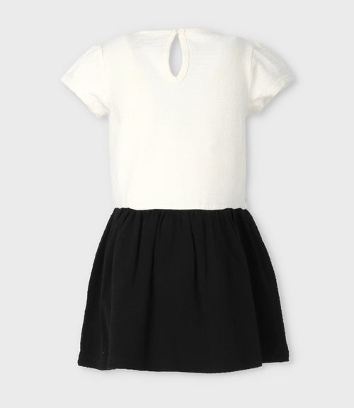 Vestido niña con puntos y estampado 2 años / Negro