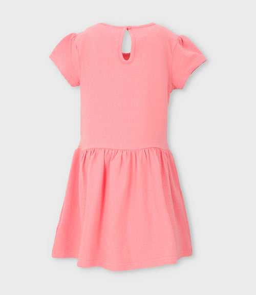 Vestido niña con puntos y estampado 2 años / Coral