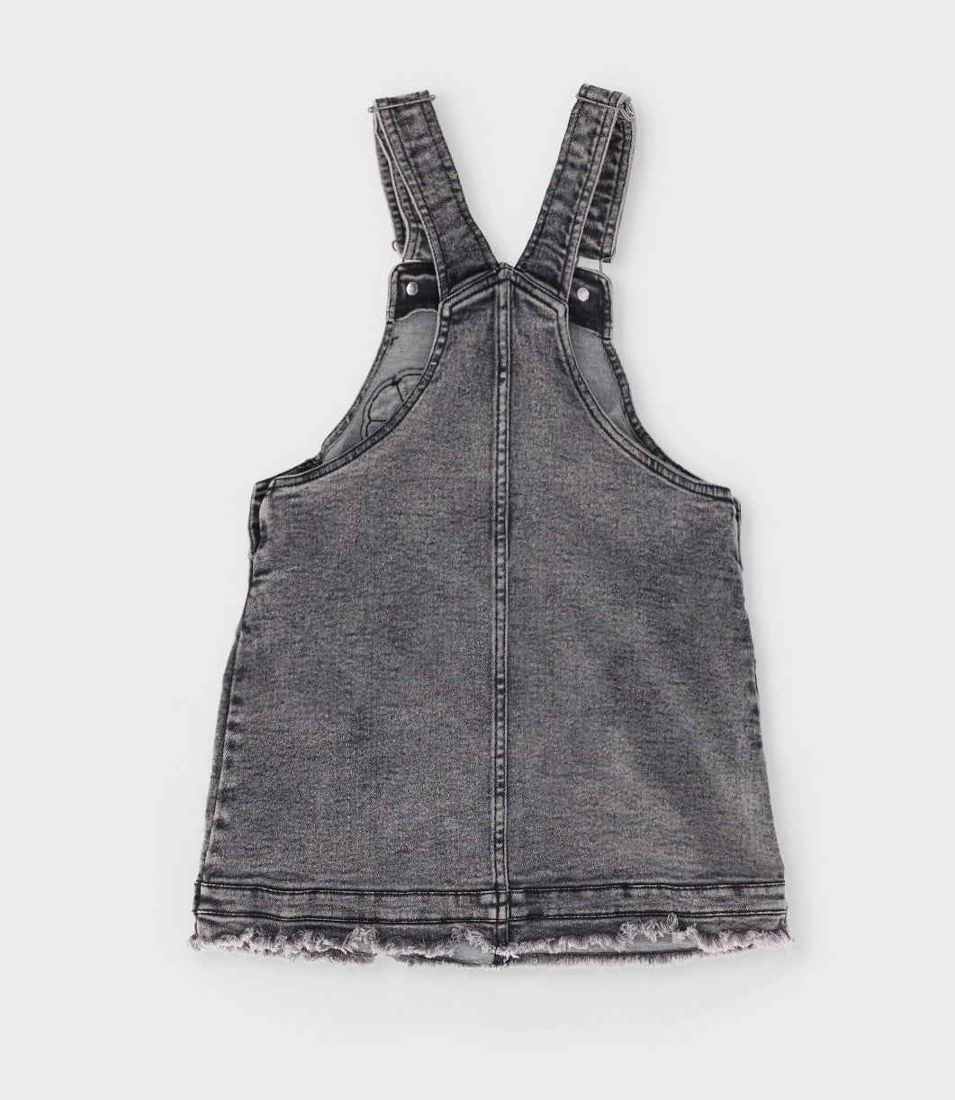 Vestido niña de denim con flores 2 años / Negro