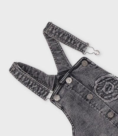 Vestido niña de denim con flores 2 años / Negro