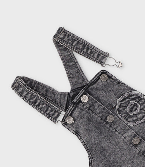 Vestido niña de denim con flores 2 años / Negro