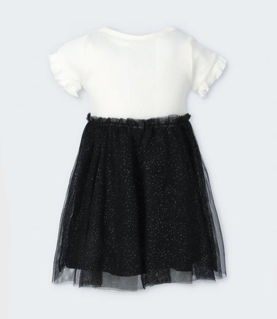 Vestido niña acanalado 2 años / Negro