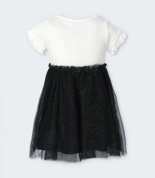 Vestido niña acanalado 2 años / Negro