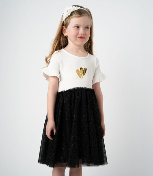 Vestido niña acanalado 2 años / Negro