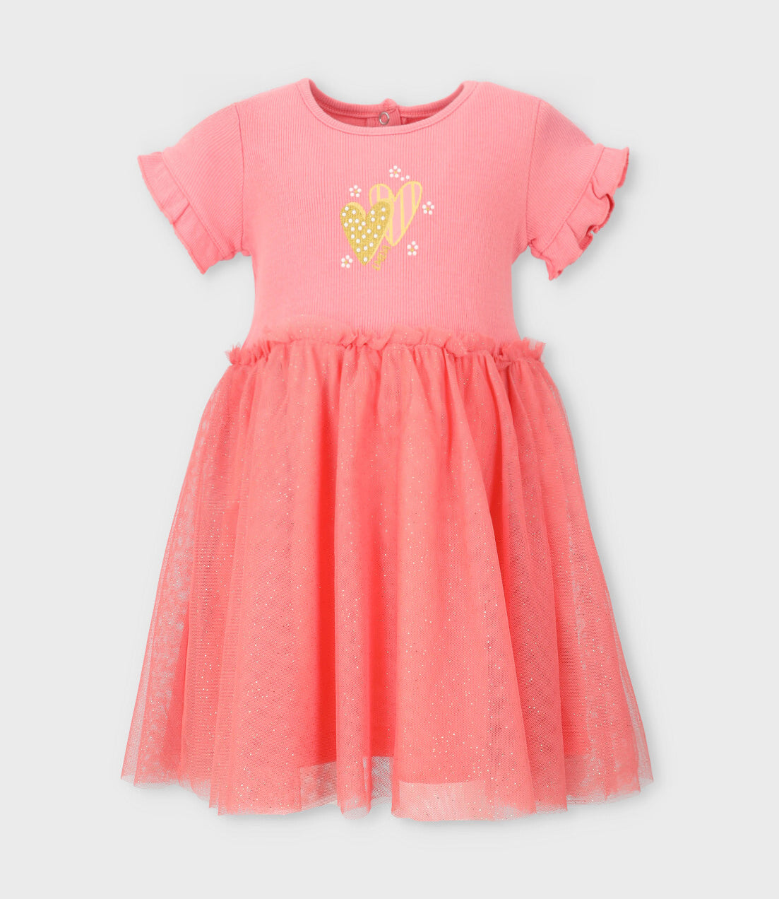 Vestido niña acanalado 2 años / Coral