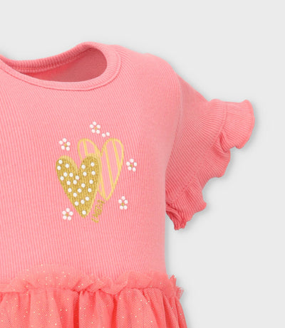 Vestido niña acanalado 2 años / Coral