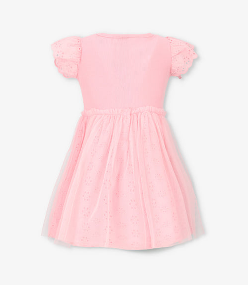 Vestido niña tull borado 2 años / Rosado