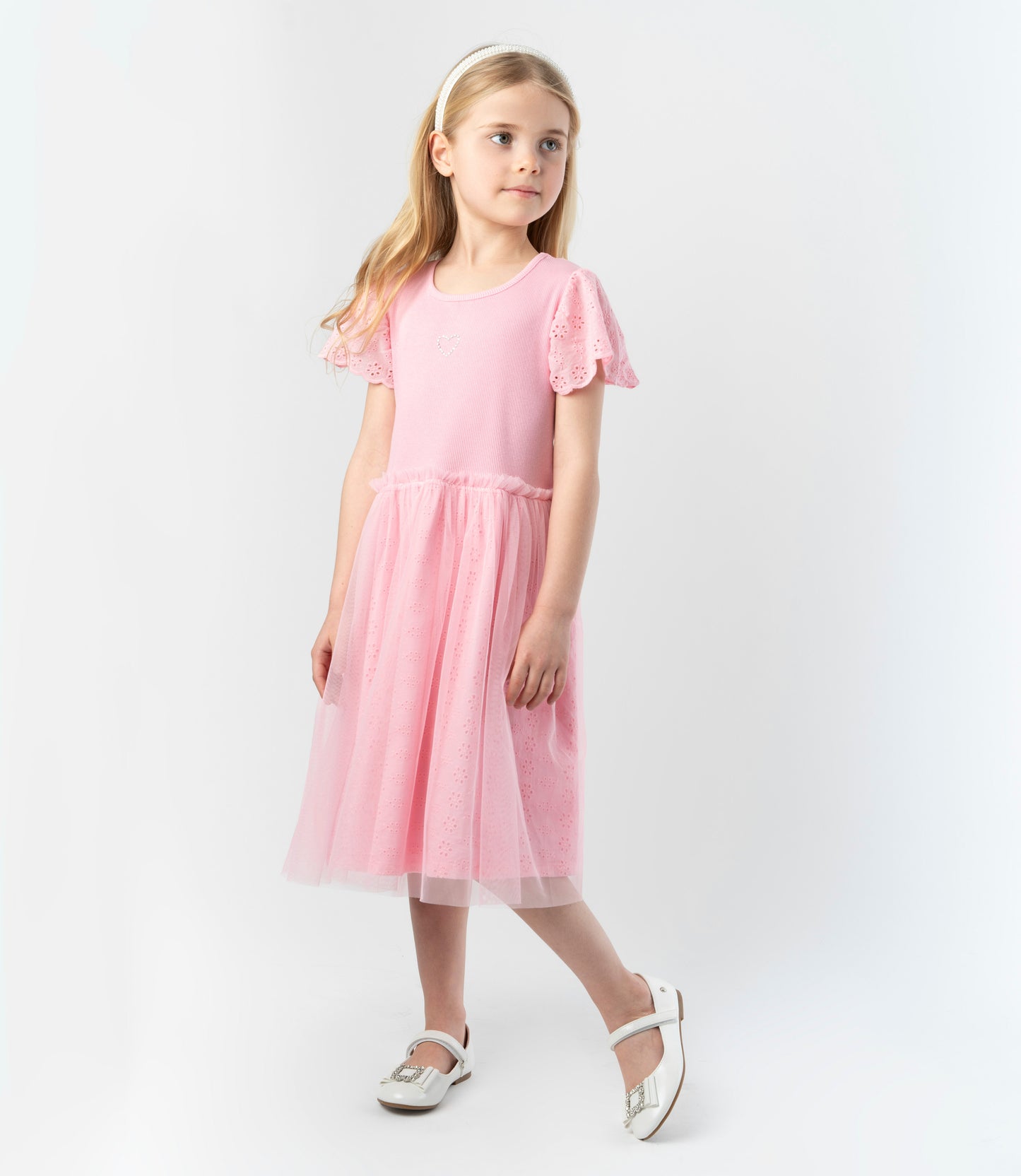 Vestido niña tull borado 2 años / Rosado