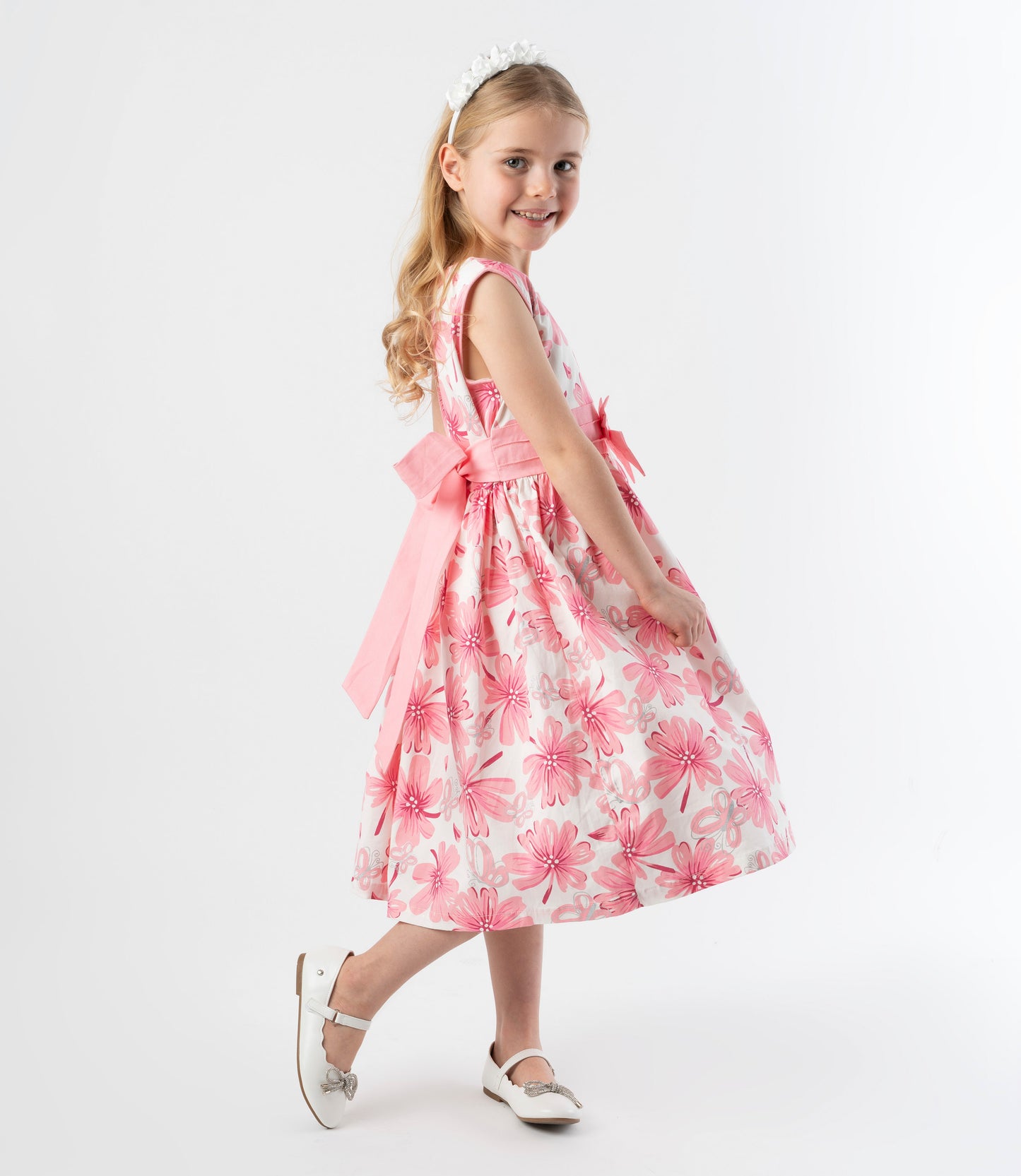 Vestido niña floreado 2 años / Rosado