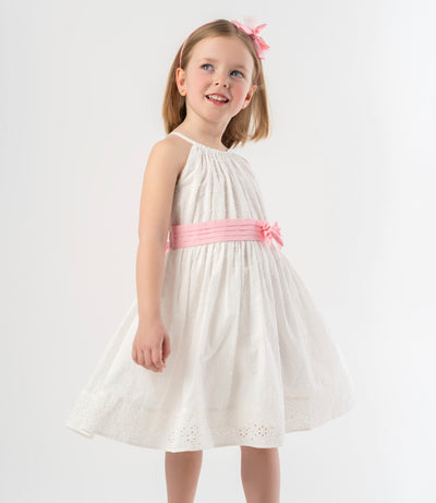 Vestido niña con lazo 2 años / Crudo