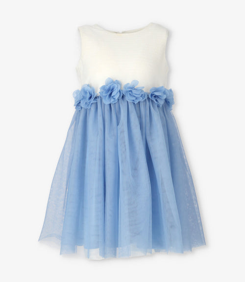 Vestido niña con flores 2 años / Celeste