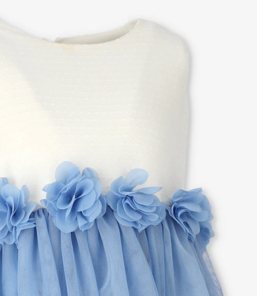 Vestido niña con flores 2 años / Celeste