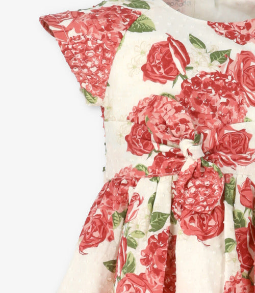 Vestido niña con flores 2 años / Coral