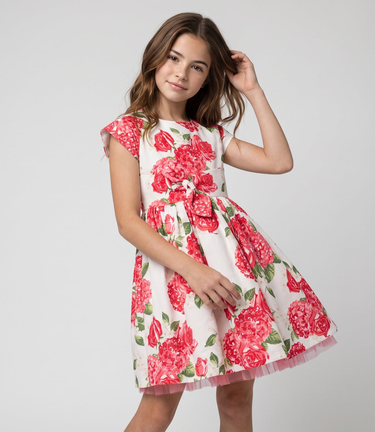 Vestido niña con flores 2 años / Coral