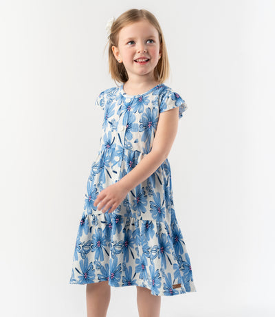 Vestido niña floreado 2 años / Celeste