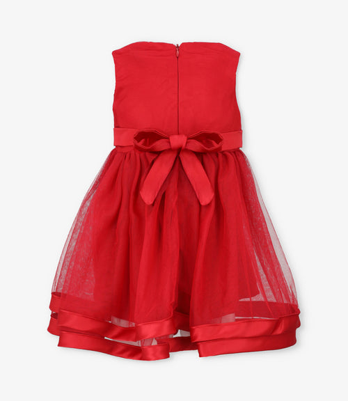 Vestido niña con aplicación de perlas 2 años / Rojo