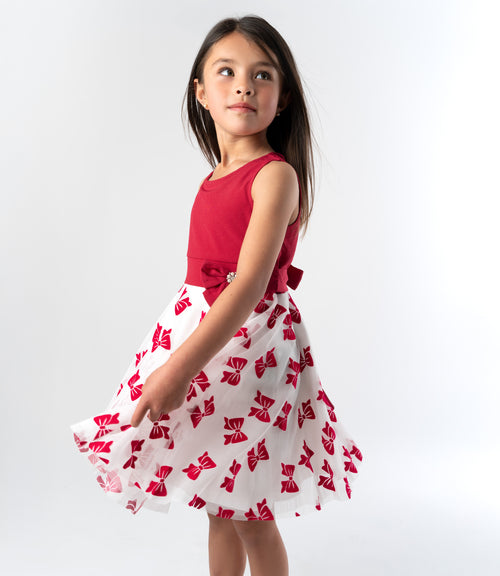 Vestido niña con lazos 2 años / Rojo