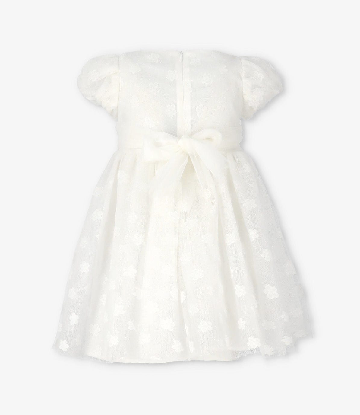 Vestido niña con flores bordadas 2 años / Crudo