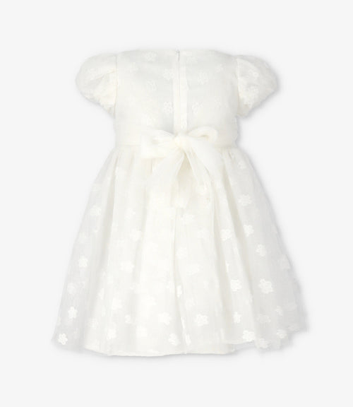 Vestido niña con flores bordadas 2 años / Crudo