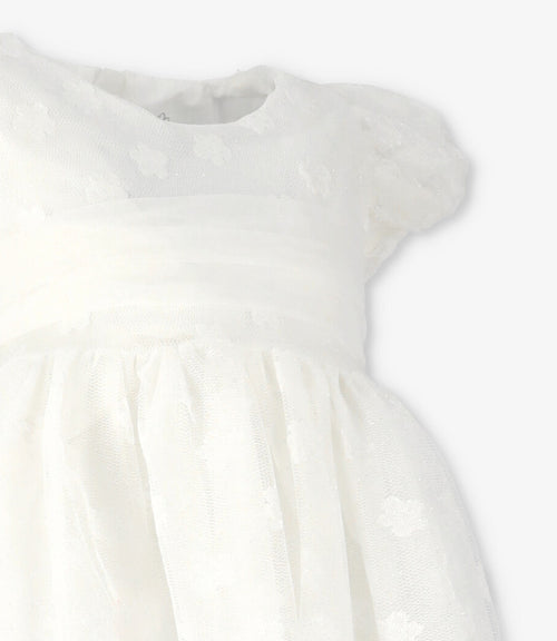 Vestido niña con flores bordadas 2 años / Crudo