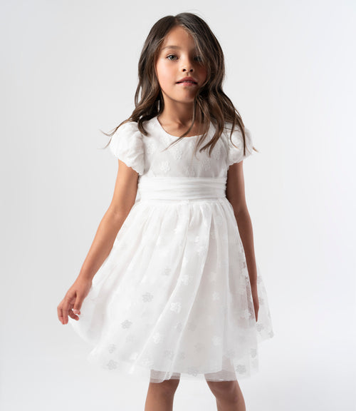 Vestido niña con flores bordadas