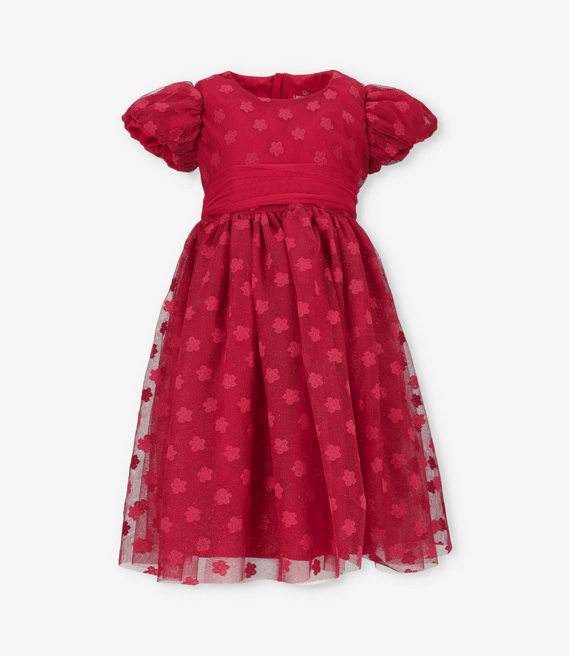 Vestido niña con flores bordadas 2 años / Rojo