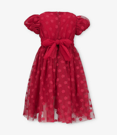 Vestido niña con flores bordadas 2 años / Rojo