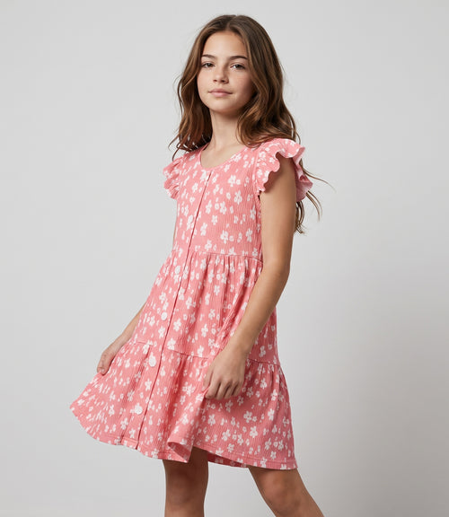 Vestido niña floreado 2 años / Coral