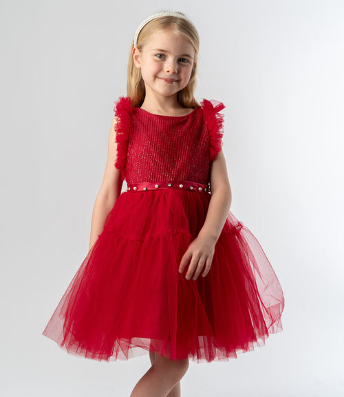 Vestido niña con vuelos 2 años / Rojo