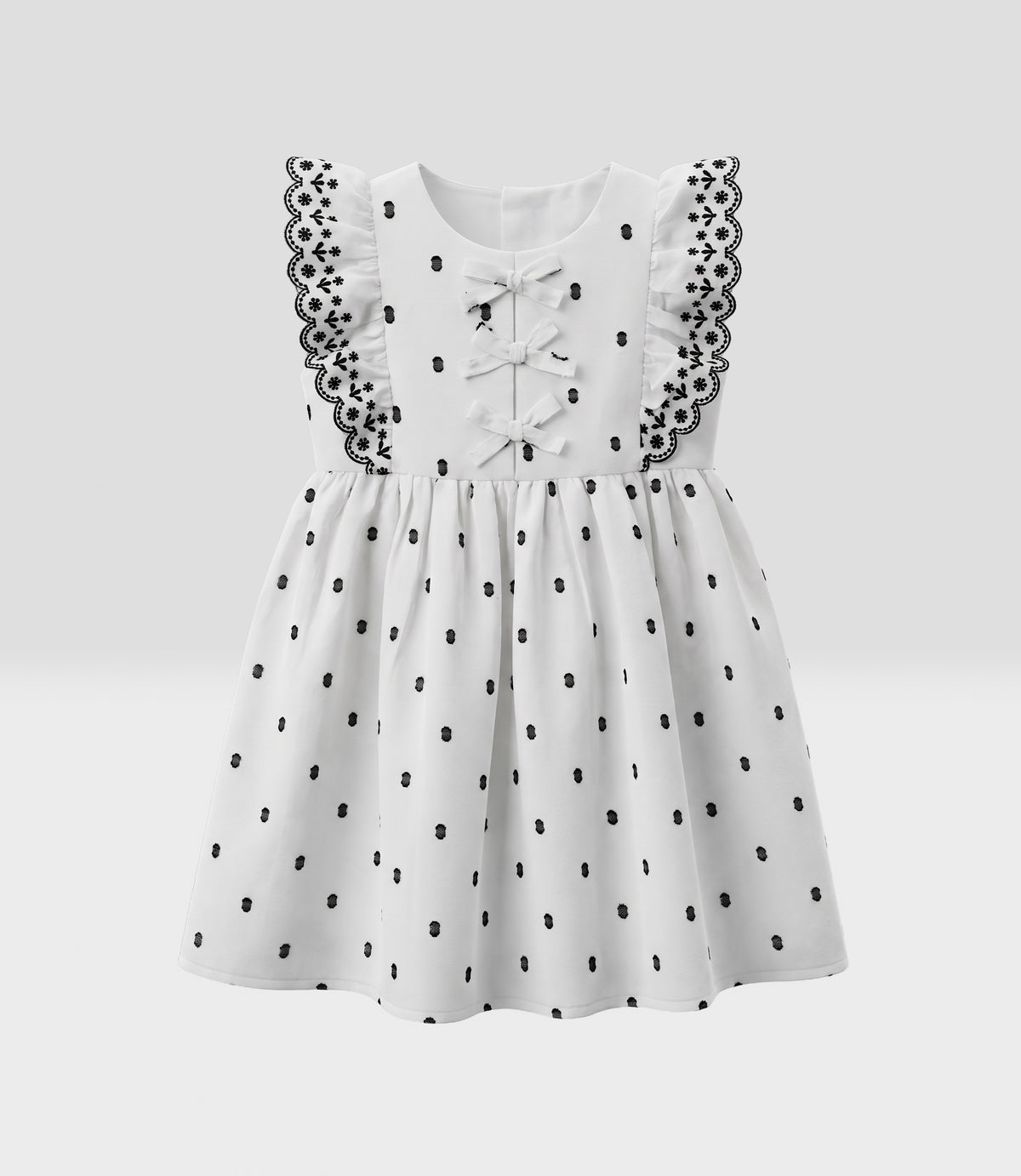 Vestido niña con bordados 2 años / Crudo