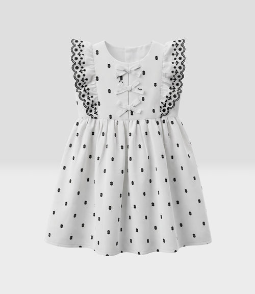 Vestido niña con bordados 2 años / Crudo