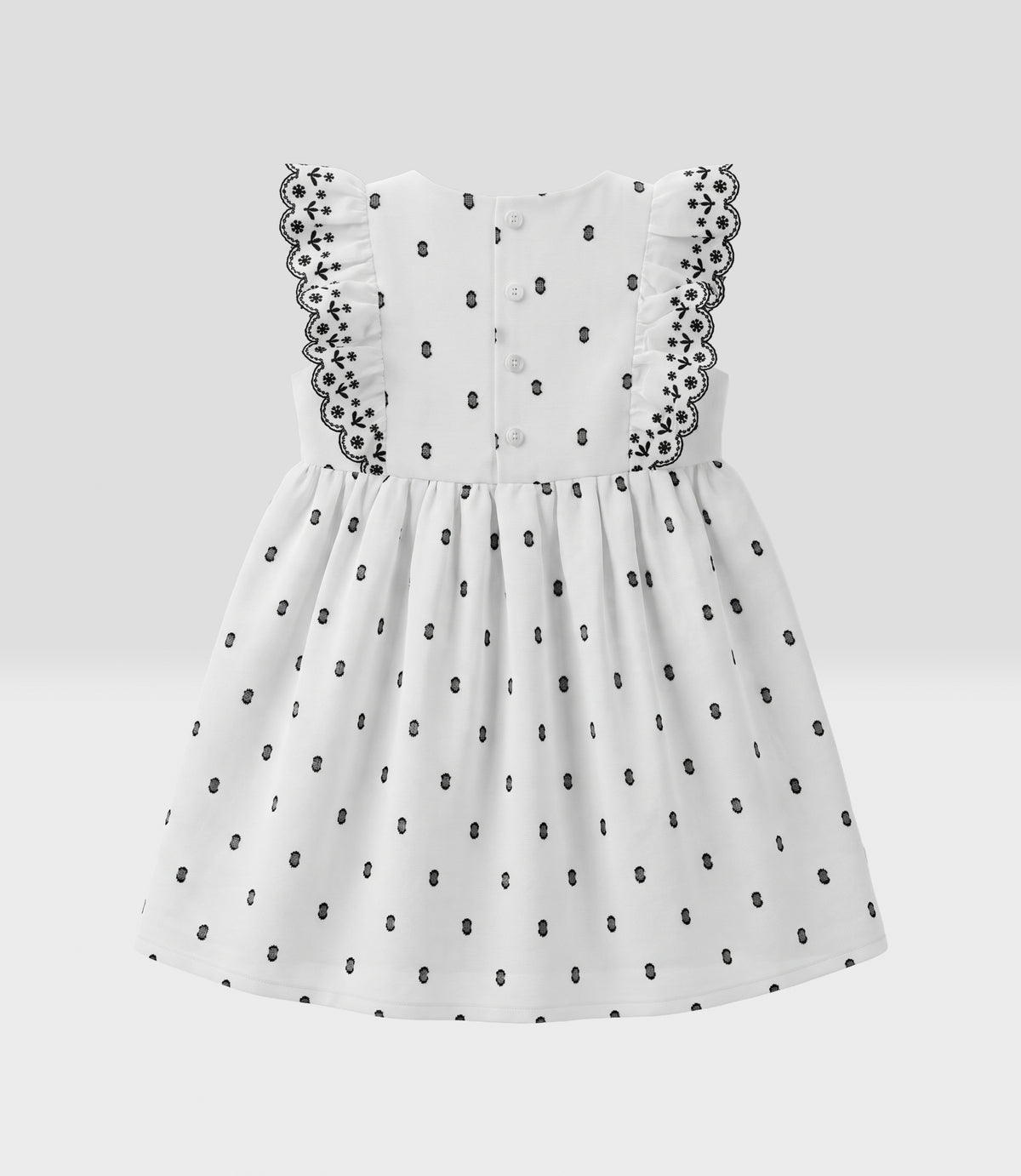 Vestido niña con bordados 2 años / Crudo