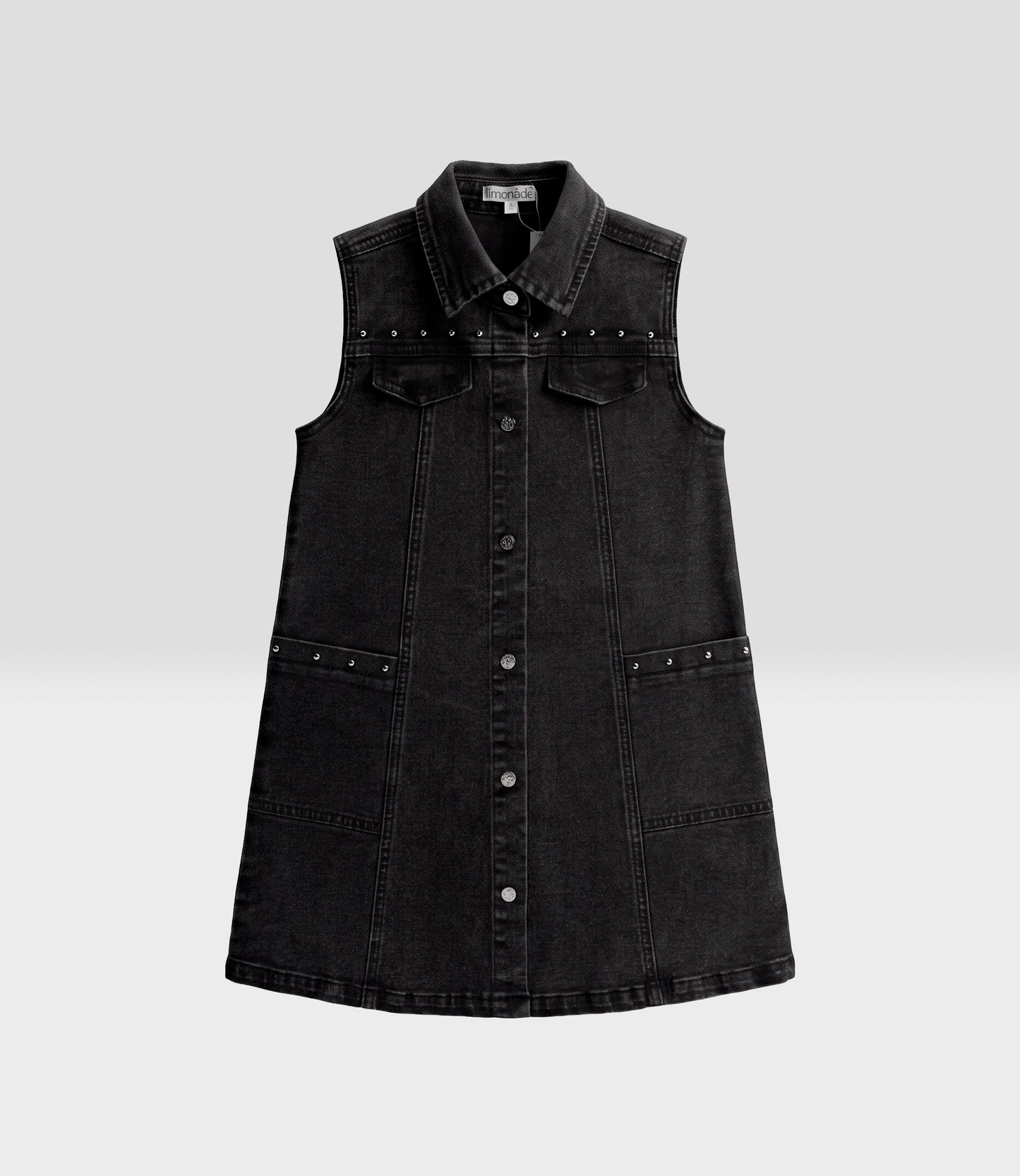 Vestido niña con remaches metálicos 2 años / Negro