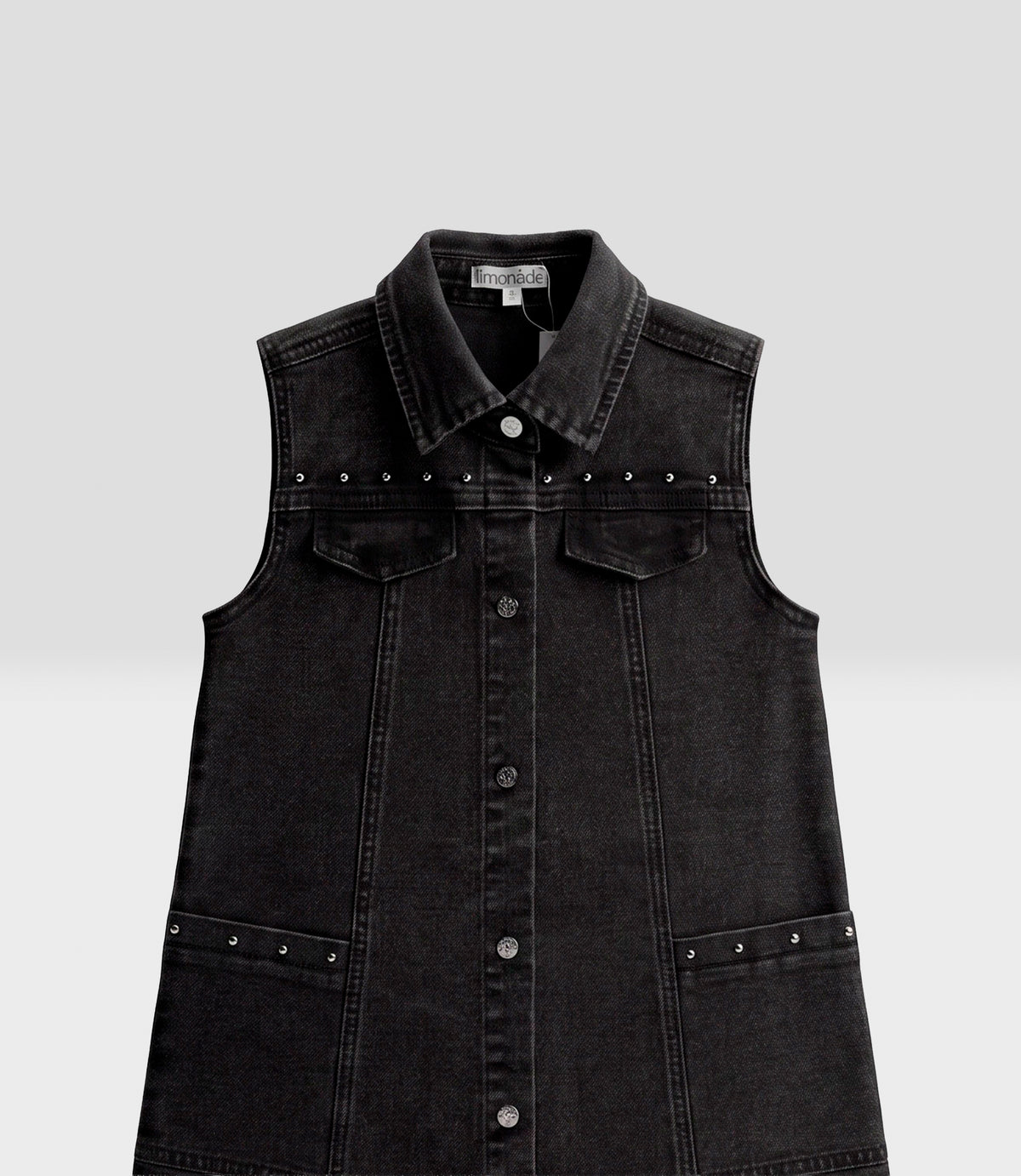 Vestido niña con remaches metálicos 2 años / Negro