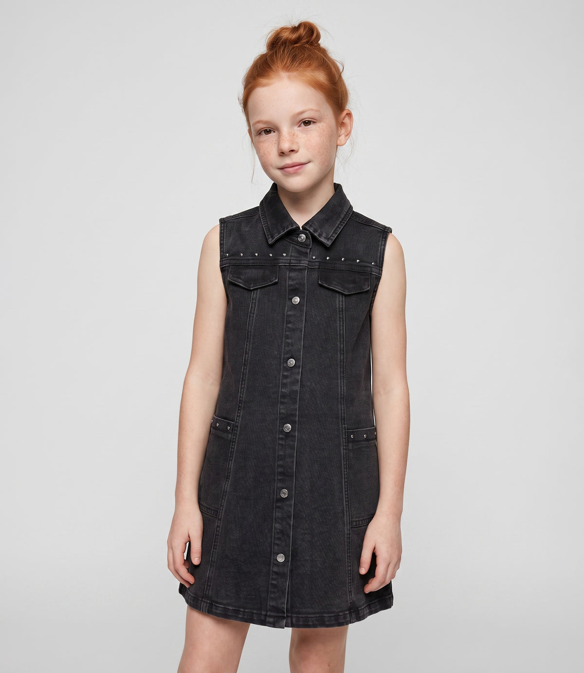 Vestido niña con remaches metálicos 2 años / Negro