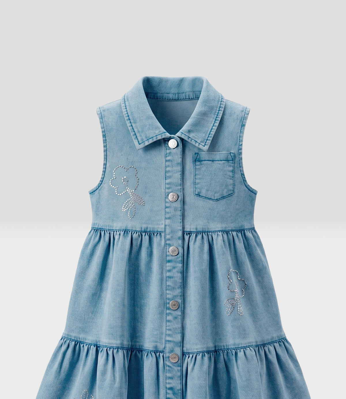 Vestido niña de denim 2 años / Celeste