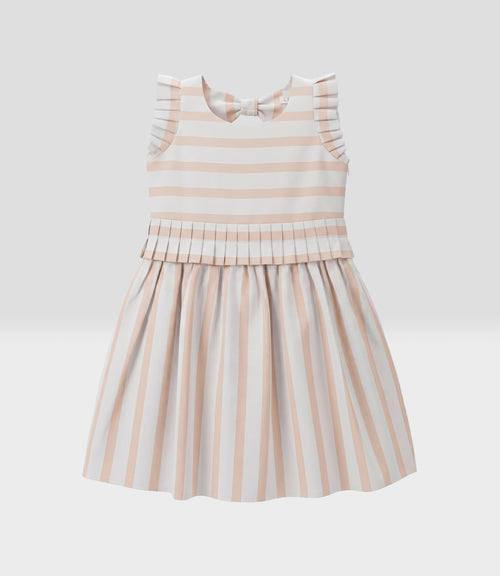 Vestido niña rayado 2 años / Beige