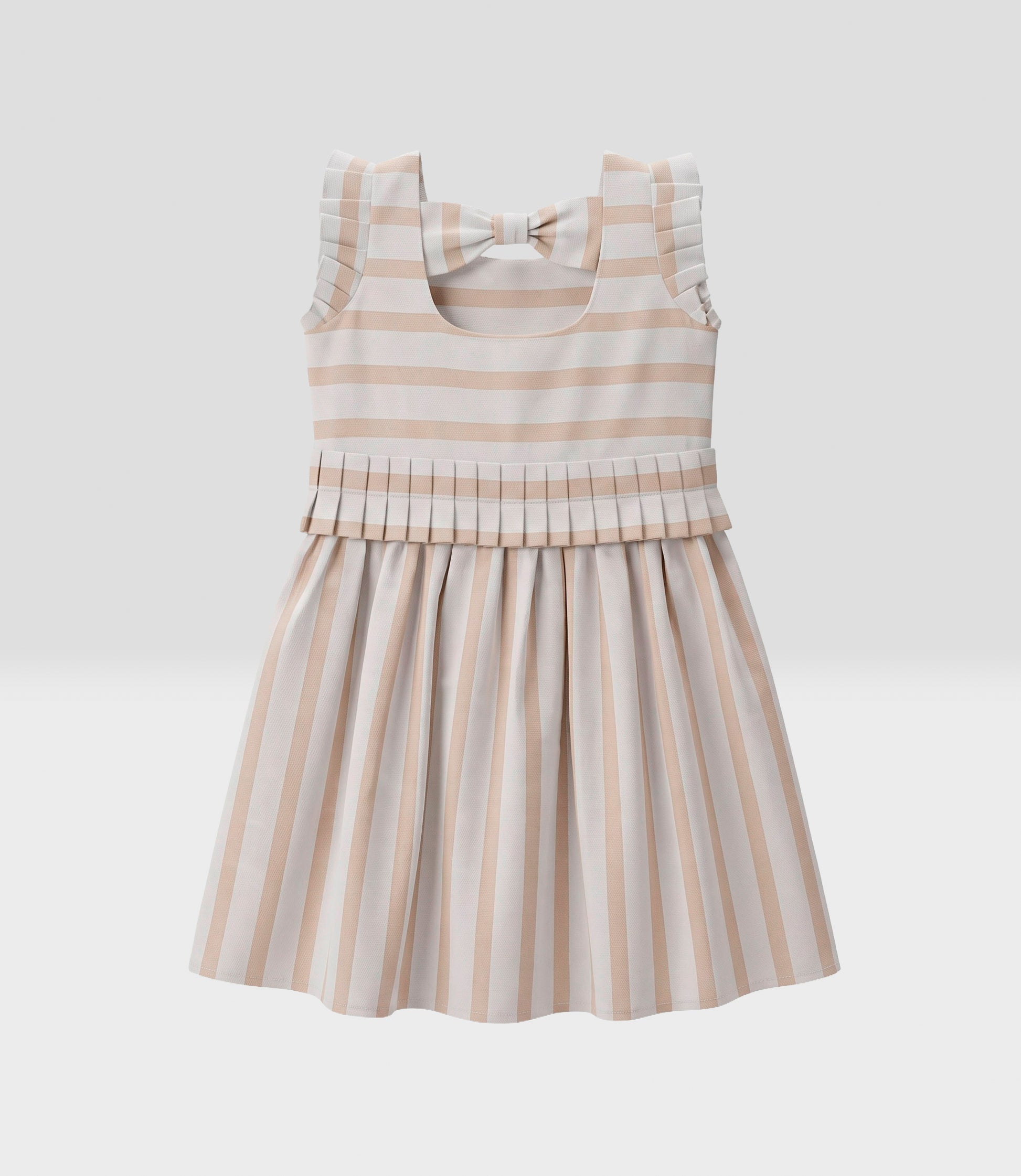 Vestido niña rayado 2 años / Beige