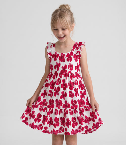 Vestido niña floreado 2 años / Rojo