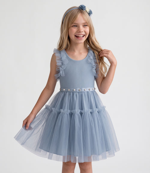 Vestido niña de tul 2 años / Celeste