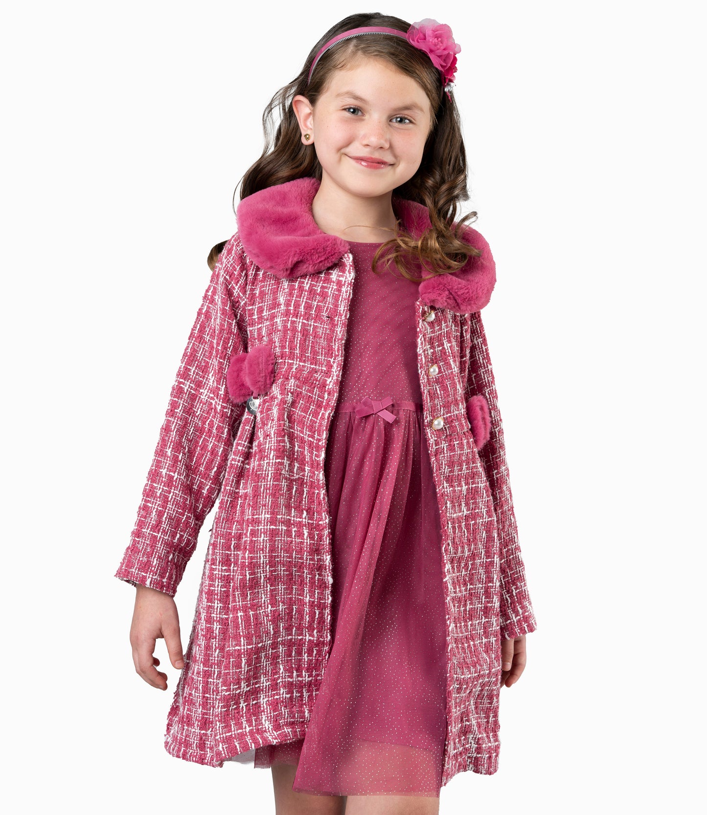 Conjunto niña de vestido y abrigo