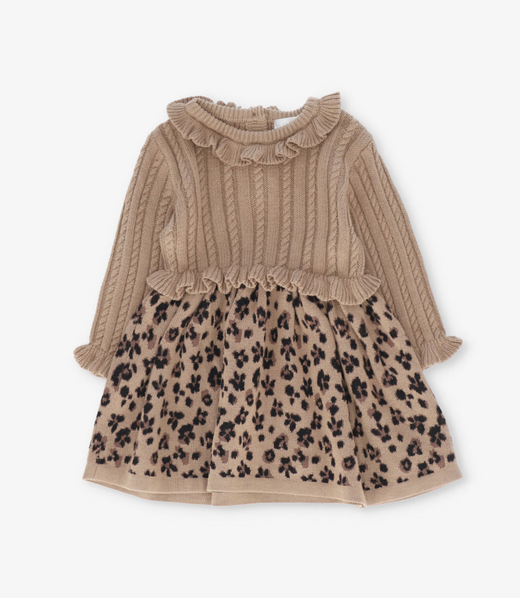 Vestido niña animal print 2 años / Beige